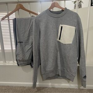 Grey Adidas 2 piece sweatpants and crewneck